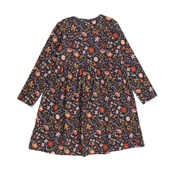 Walkiddy Kinder Kleid Bio-Baumwolle GOTS "Fancy Flowers" grau – veganes, fair produziertes Walkiddy Blumenkleid, weich und anschmiegsam für Alltag, Kita und festliche Anlässe, Grau, – Produktbild 2 von 3