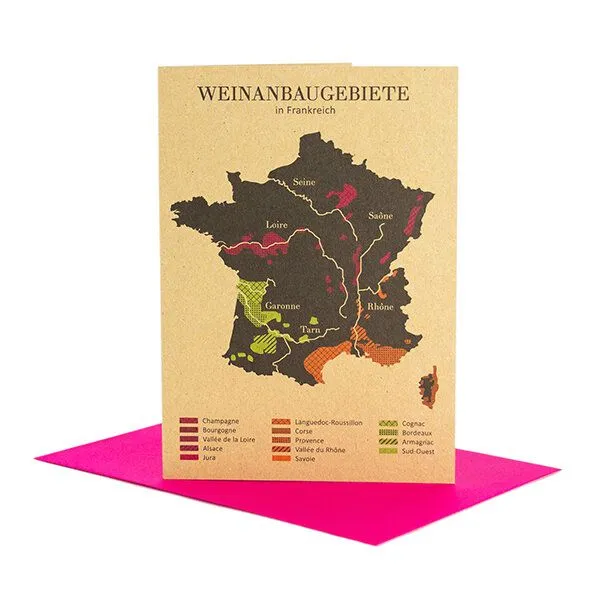 Bow & Hummingbird Bow & Hummingbird Grußkarte Weinanbau in Frankreich – Produktbild 1 von 3