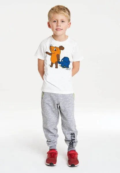 LOGOSH!RT LOGOSH!RT - Die Sendung mit der Maus - Maus & Elefant - Bio T-Shirt Print - Kinder - Jungen & Mädchen, Weiss, – Produktbild 3 von 4