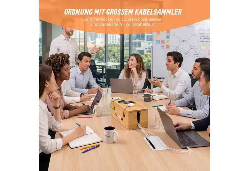 RELAXDAYS RELAXDAYS Kabelbox aus Bambus, (1-tlg), Braun, – Produktbild 7 von 8