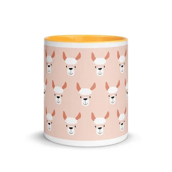 PepMelon Lama Tasse mit Farbe innen, Be Llamazing, lustige Lama Weihnachtstasse, Gold, – Produktbild 3 von 4