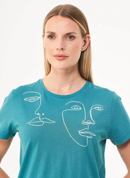 ORGANICATION ORGANICATION T-Shirt aus Bio-Baumwolle mit Stickerei, Grün(petrol green), – Produktbild 4 von 4