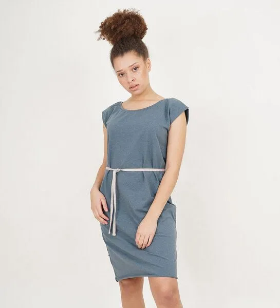 Lena Schokolade Lena Schokolade Kleid Air aus Bio-Jersey, Blaugrau meliert, – Produktbild 4 von 4