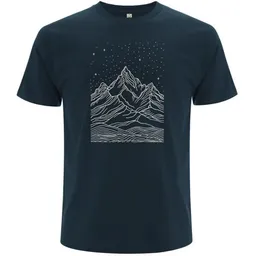 Spreecult Spreecult LineArt Sternenhimmel - Bio und Fair - Männer Unisex T-Shirt - Line Art Berge – Produktbild 1 von 1