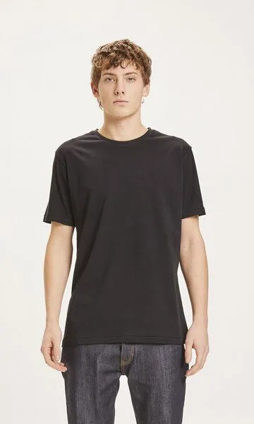 KnowledgeCotton Apparel KnowledgeCotton Apparel Basic T-Shirt O-Neck aus Bio-Baumwolle, Schwarz (black jet), – Produktbild 2 von 6