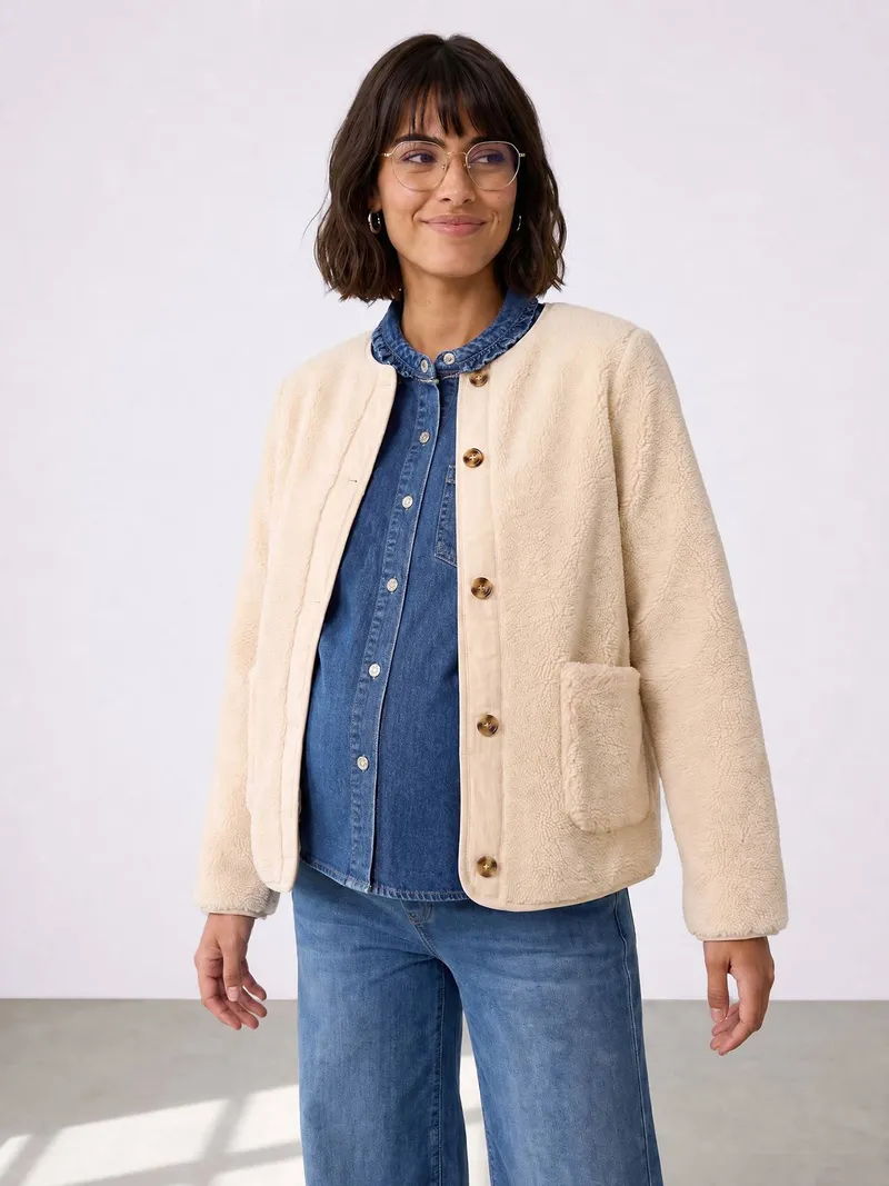 Vertbaudet Umstandsjacke, Wollweiß, – Produktbild 2 von 4