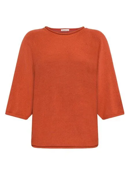 KnowledgeCotton Apparel KnowledgeCotton Apparel Leichter Pullover mit Fledermausärmeln aus Bio-Baumwolle, Rot-burnt-brick, – Produktbild 1 von 3