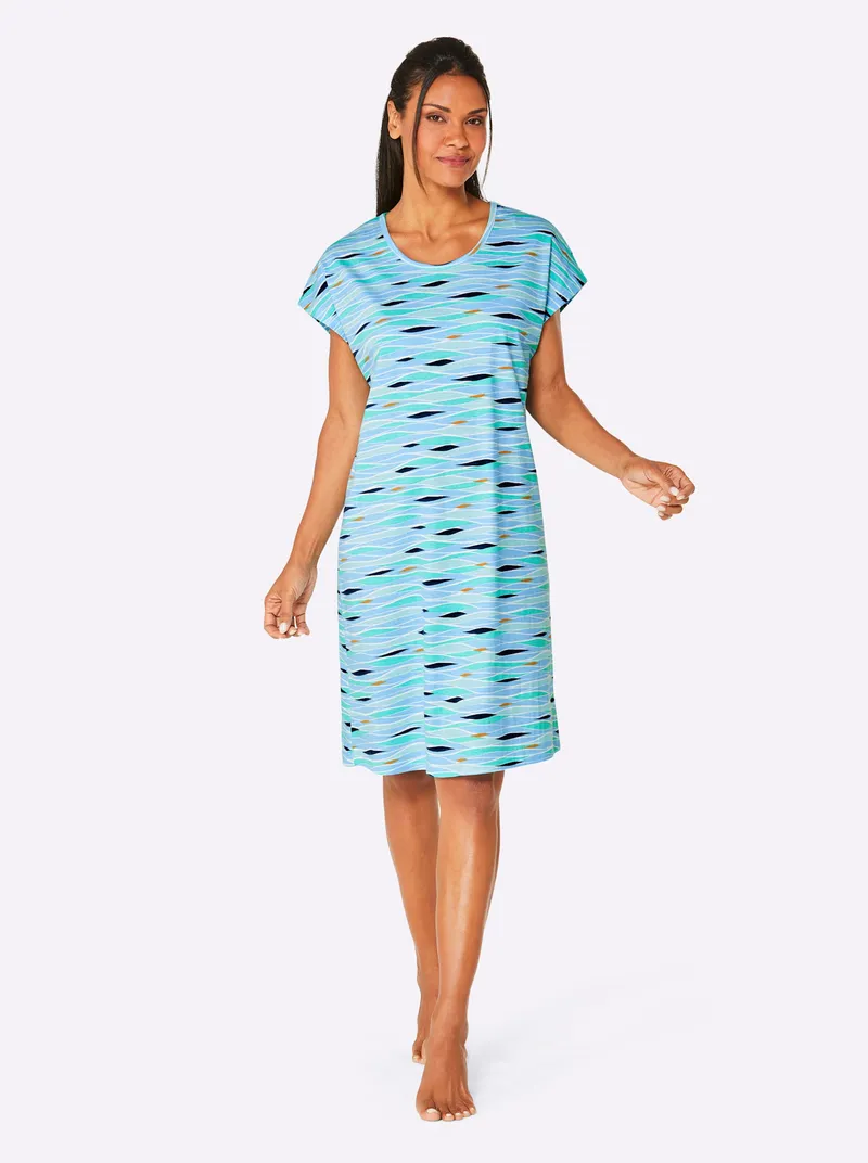 feel good Sommerkleid, Dunkelblau-bedruckt + aqua-bedruckt, – Produktbild 3 von 3