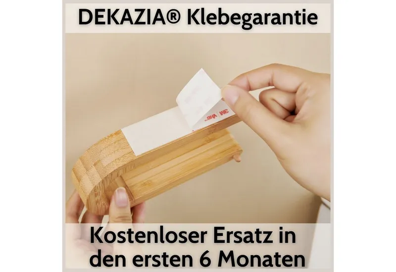 DEKAZIA Toilettenpapierhalter ohne Bohren aus FSC®-zertifiziertem Bambus, selbstklebend (Klopapierhalter Klorollenhalter WC Papier Halterung, WC Papier Halterung), Bambus Holz, ohne Bohren, WC-Rollenhalter – Produktbild 5 von 5