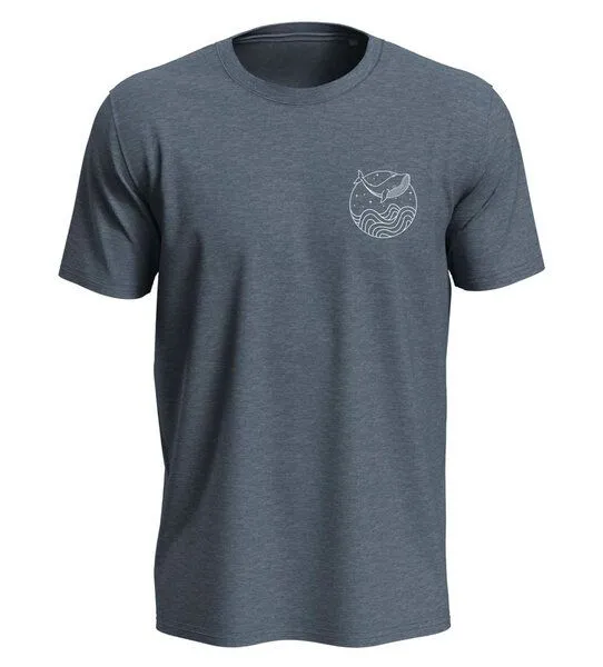 vis wear vis wear Wal zwischen Ozean und Wellen - Damen Special Edition Shirt, Blau meliert, – Produktbild 3 von 3