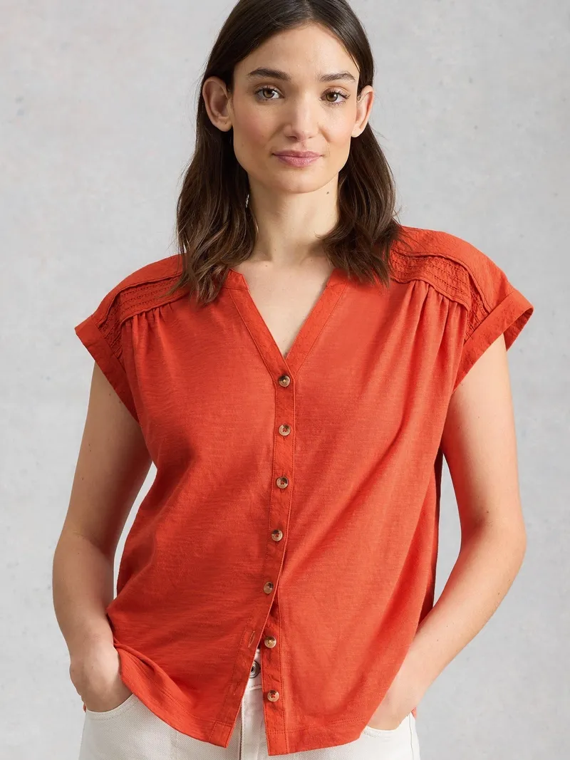 White Stuff Ärmellose Bluse Billie - 38, Mittelrot, – Produktbild 3 von 4