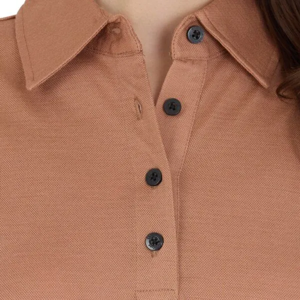Woolona Woolona Merino Casual Damen Polo-Shirt - 100% Merinowolle, Braun, – Produktbild 4 von 4
