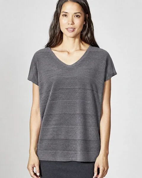 HempAge Hempage Damen Strick T-Shirt 100% Hanf, Anthrazit(schwarz), – Produktbild 1 von 3