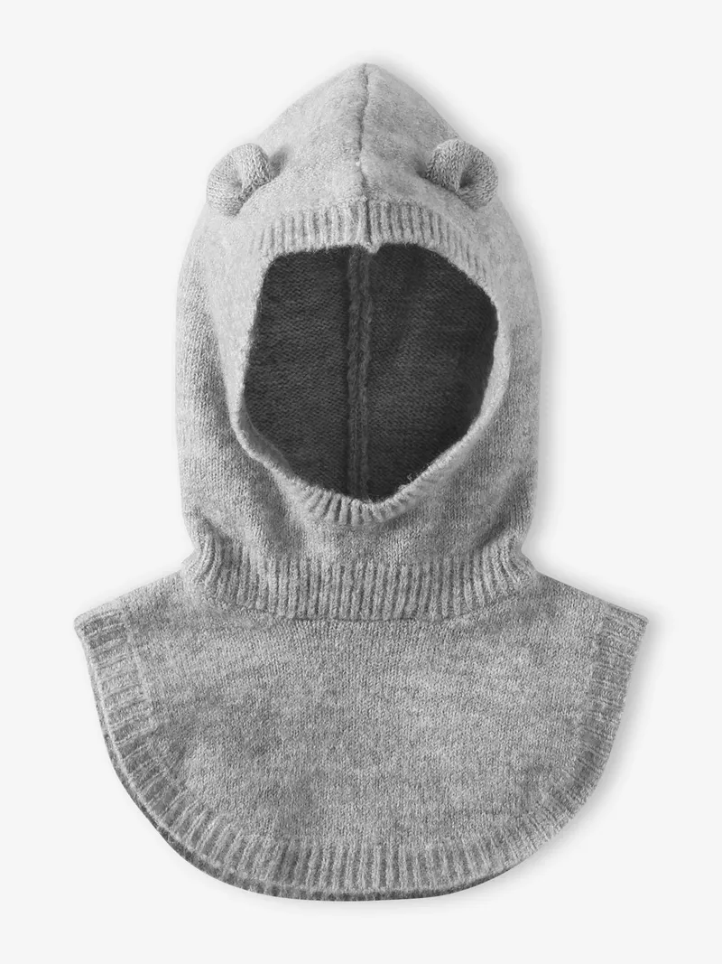 Vertbaudet Mädchen Baby Schalmütze mit Teddyohren, Grau meliert, – Produktbild 1 von 2