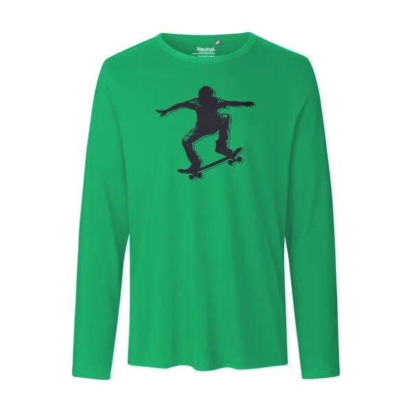 HANDGEDRUCKT HANDGEDRUCKT "Skater" Männer Longsleeve, Green, – Produktbild 2 von 3