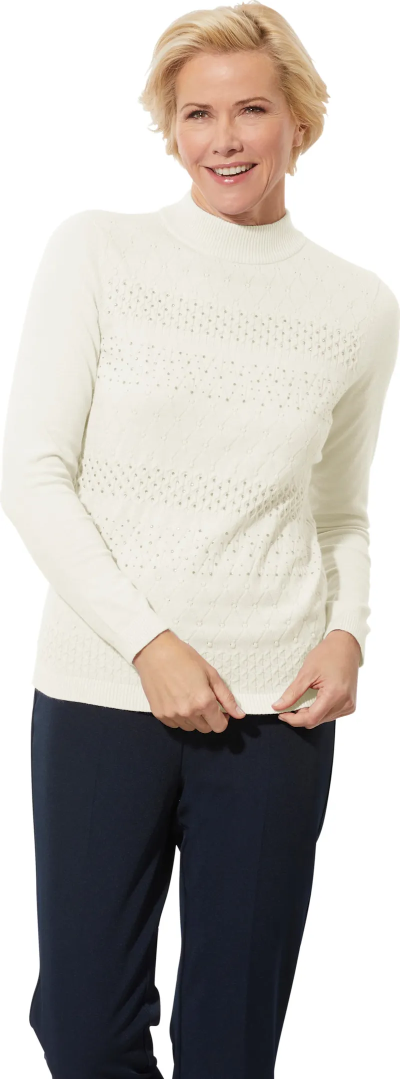 Witt Stehkragenpullover ecru, Ecru, – Produktbild 2 von 2