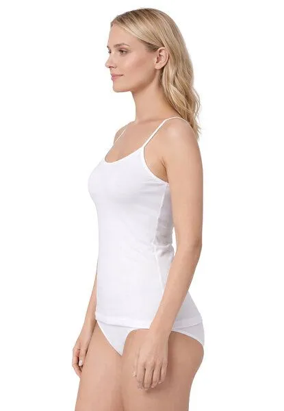 Haasis Bodywear Haasis Bodywear Damen Spaghetti Top, Glanzeinfass, 3er Pack, Bio Baumwolle, Weiss, – Produktbild 3 von 4