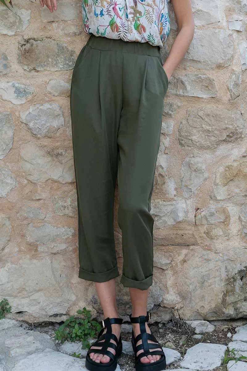 WiDDA Widda Damen vegan Hose Plissee Jupp Olivgrün, Olivgrün, – Produktbild 2 von 2