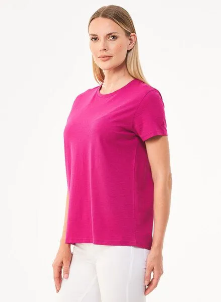 ORGANICATION ORGANICATION Damen Basic T-Shirt aus Bio-Baumwolle, Pink(raspberry pink), – Produktbild 3 von 4
