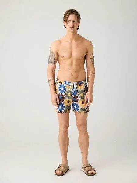 KnowledgeCotton Apparel KnowledgeCotton Apparel Mittellange Badehose mit Prints aus recyceltem Polyester, Mehrfarbig-multi-color-flower, – Produktbild 1 von 2