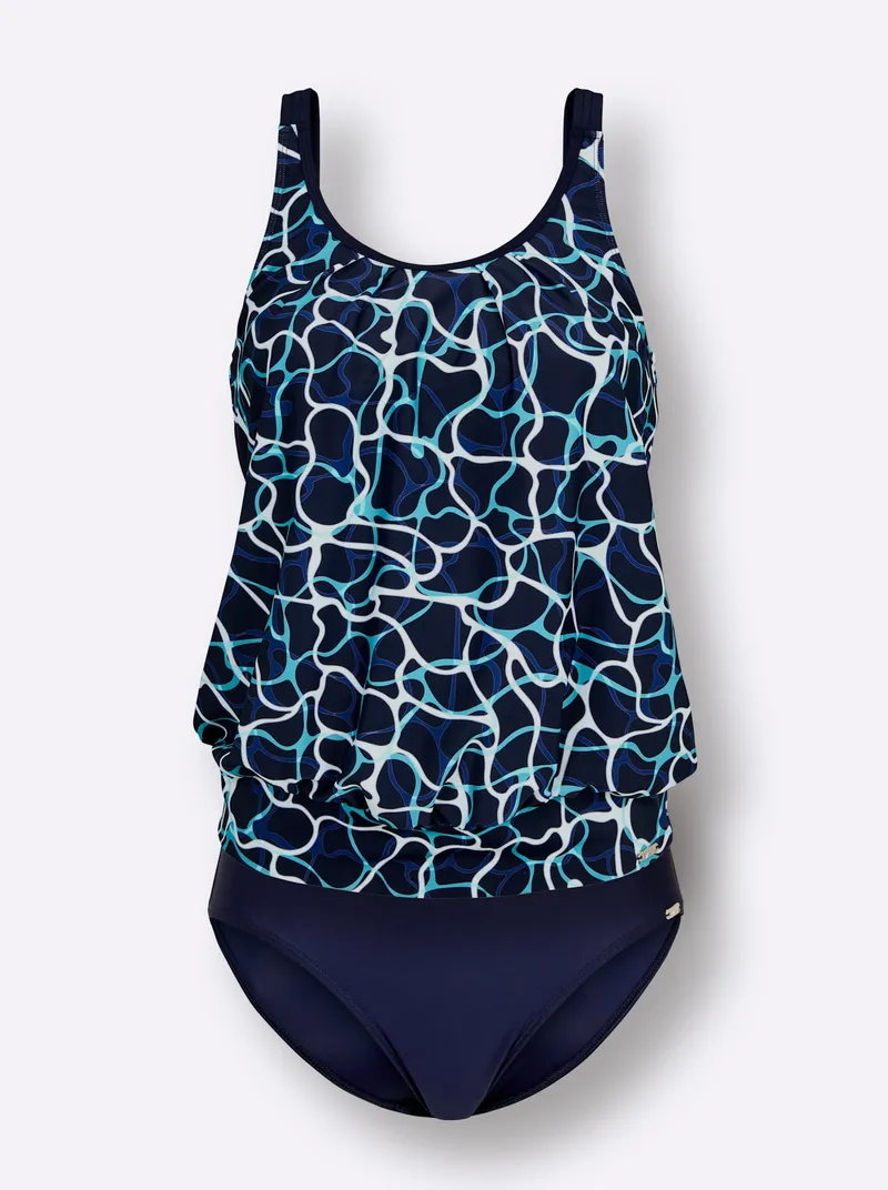 feel good Tankini marine-royalblau-bedruckt, Marine-royalblau-bedruckt, – Produktbild 1 von 2