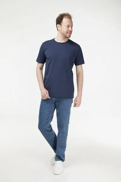Evermind Evermind Herren T-Shirt mit Rundhalsausschnitt, Dunkelmarine, – Produktbild 3 von 3