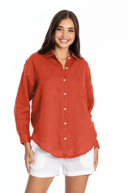 RAVENS VIEW IBIZA RAVENS VIEW IBIZA Damen vegan Hemd Monet Terracotta Orange – Produktbild 1 von 1