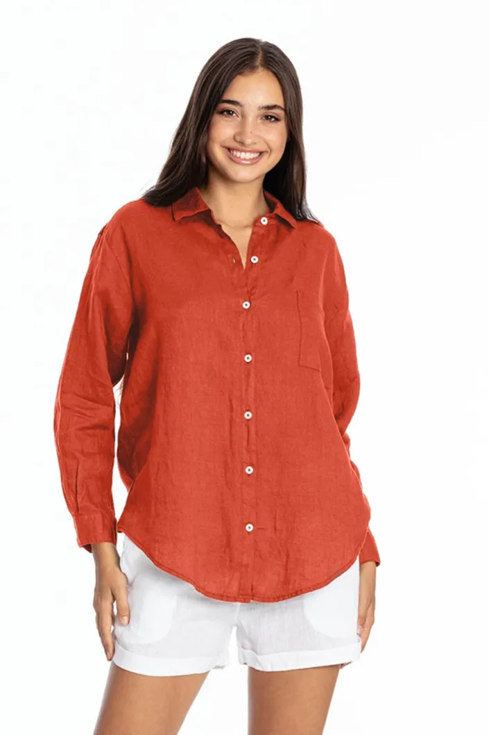 RAVENS VIEW IBIZA RAVENS VIEW IBIZA Damen vegan Hemd Monet Terracotta Orange, Dunkelorange, – Produktbild 1 von 1
