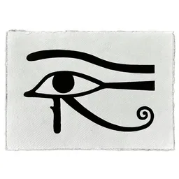 Veskor Cassiopeia Veskor Cassiopeia AUGE DES HORUS Symbol Hieroglyphen Linoldruck | 21 x 14,8 cm (A5 quer) | Schwarz auf Weiß – Produktbild 1 von 1