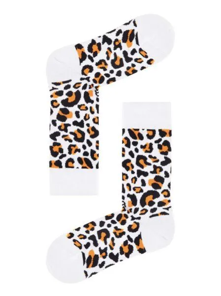 Natural Vibes Natural Vibes Leoparden Socken Bio GOTS | Bunte Socken | Herren Damen Socken, Weiss, – Produktbild 2 von 4