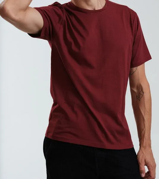 Gary Mash GARY MASH Herren Basic T-Shirt aus Biobaumwolle, Burgund, – Produktbild 2 von 4