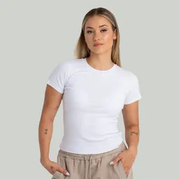 GymBeam OG1 STRIX T-Shirt für Frauen Ribbed Tee in White M – Produktbild 1 von 1