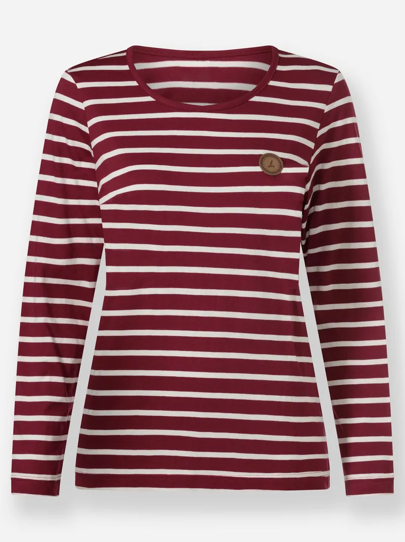 Witt Ringelshirt dunkelrot-ecru-gestreift, Dunkelrot-ecru-gestreift, – Produktbild 1 von 2