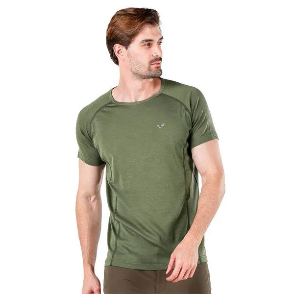 Woolona Woolona Kurzarmshirt - BERG- 100% Merinowolle, Grün, – Produktbild 2 von 3