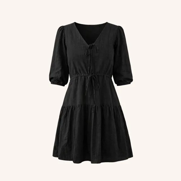NORDLICHT NORDLICHT Jacquard Kleid Kaja, Schwarz, – Produktbild 3 von 4