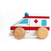 El Puente El Puente Spielauto "Rettungsdienst" | Fair Trade & Handmade aus Sri Lanka, Weiß,rot, – Produktbild 1 von 1