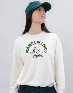 Brava Fabrics Brava Fabrics Peanuts Records Rundgeschnittenes Sweatshirt Weiß – Produktbild 1 von 1