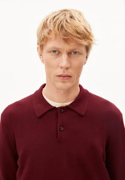 ARMEDANGELS ARMEDANGELS KNIT POLO Herren Polo aus Bio-Baumwolle, Velvet red, – Produktbild 3 von 4