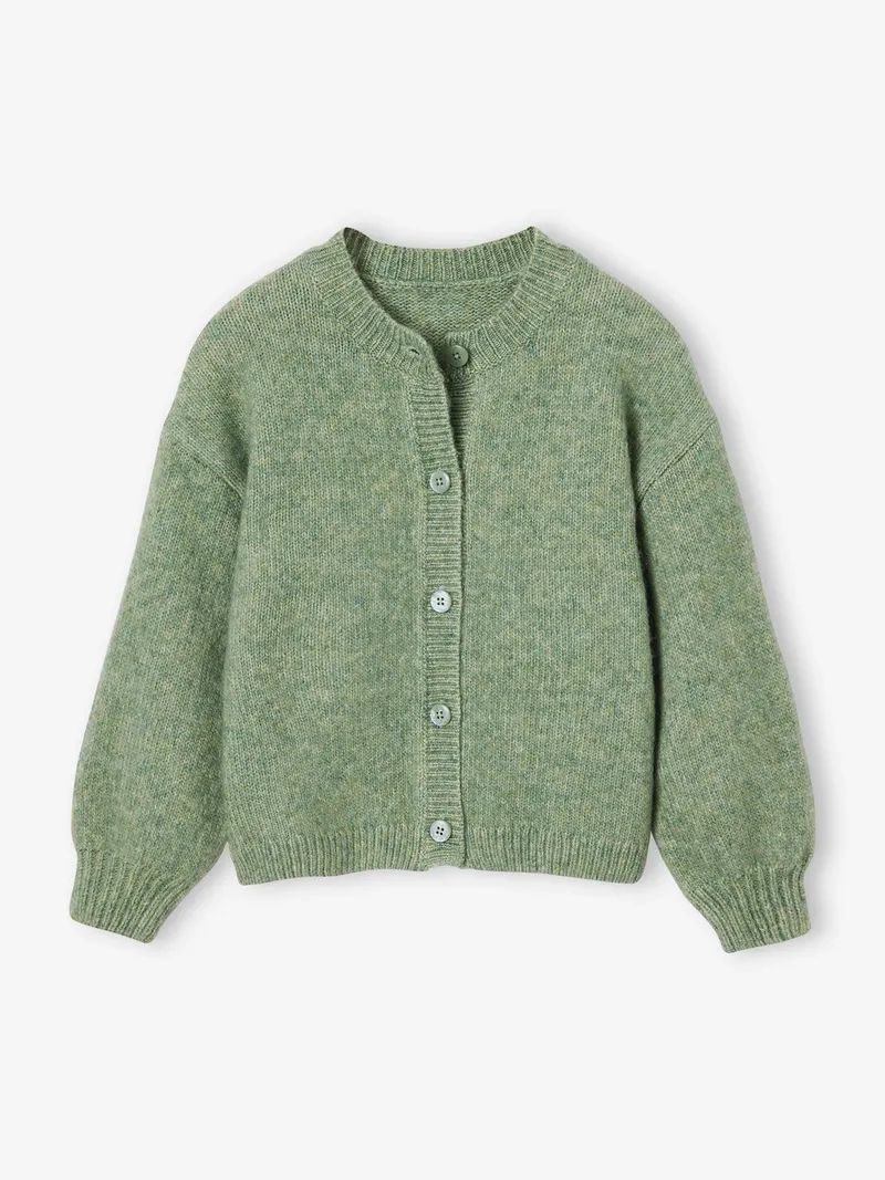 Vertbaudet Strickjacke Mädchen, Grün meliert, – Produktbild 1 von 3