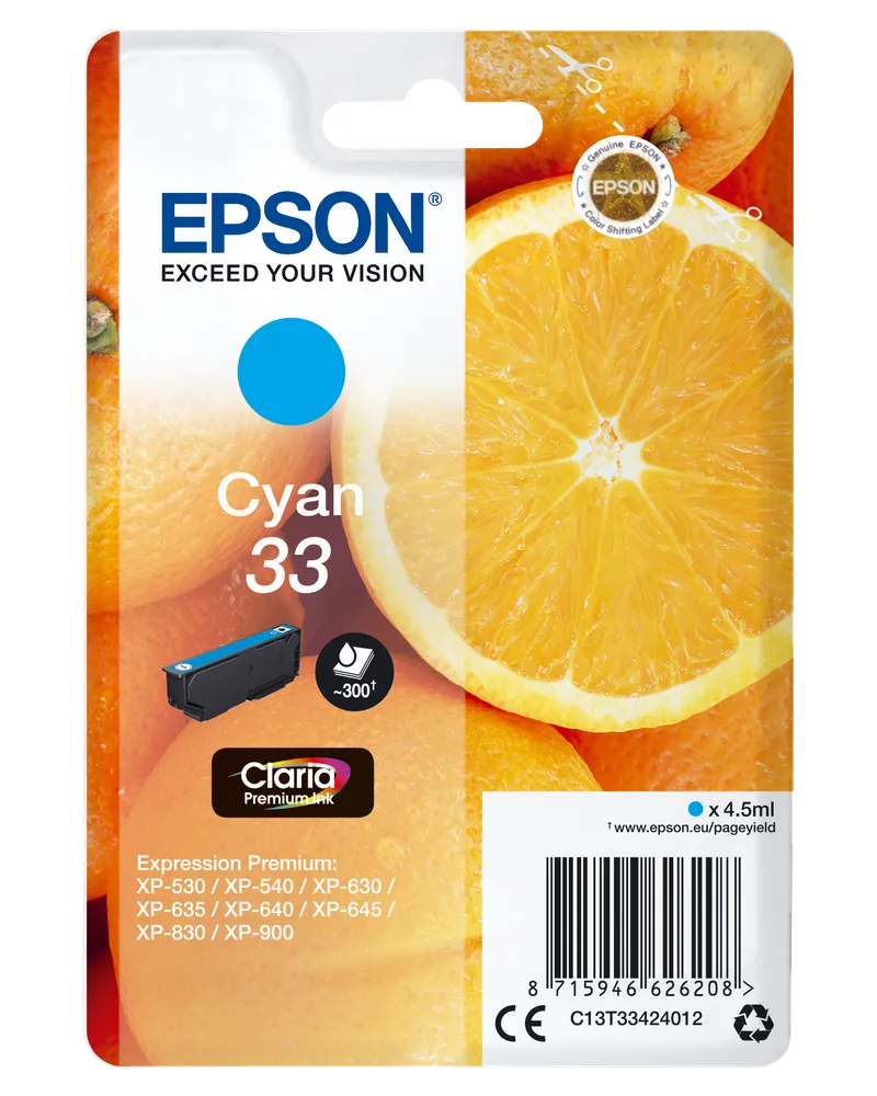 Epson Epson Tintenpatrone T3342/ 33 cyan – Produktbild 1 von 2