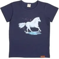 Walkiddy T-Shirt Dunkelblau Weißes Pferd-Frontprint Bio-Baumwolle GOTS – Walkiddy – Produktbild 1 von 1