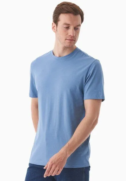 ORGANICATION ORGANICATION Basic T-Shirt aus Bio-Baumwolle, Coronet blue, – Produktbild 4 von 4