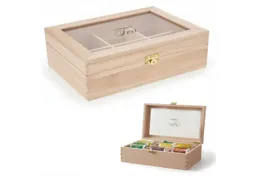 LS-LebenStil Teebox Holz Aufbewahrungsbox Teebox 6 Fächer mit Deckel für Teebeutel, Bambus, (Nachhaltige Teekiste Holzkiste Slogan Tea, 1-tlg., mit durchsichtigem Glas-Deckel Organizer Aufbewahrung für Tee) – Produktbild 1 von 1