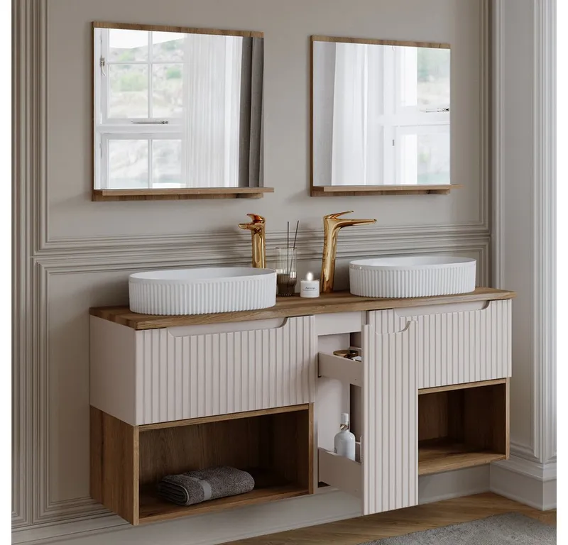 Lomadox Badregal NEWPORT-56-EVOKE, 60 cm breit, in Eiche, Braun, – Produktbild 4 von 4