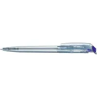 uma uma Kugelschreiber 'recycled PET-Pen' transparent mit buntem Clip, dunkelblau – Produktbild 1 von 1