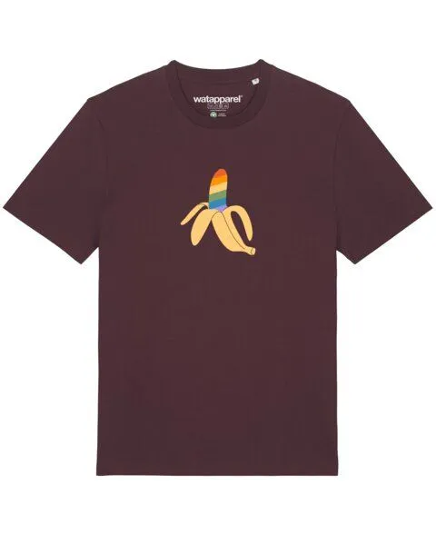 watapparel watapparel T-Shirt Unisex Rainbow Banana, Red brown, – Produktbild 1 von 3