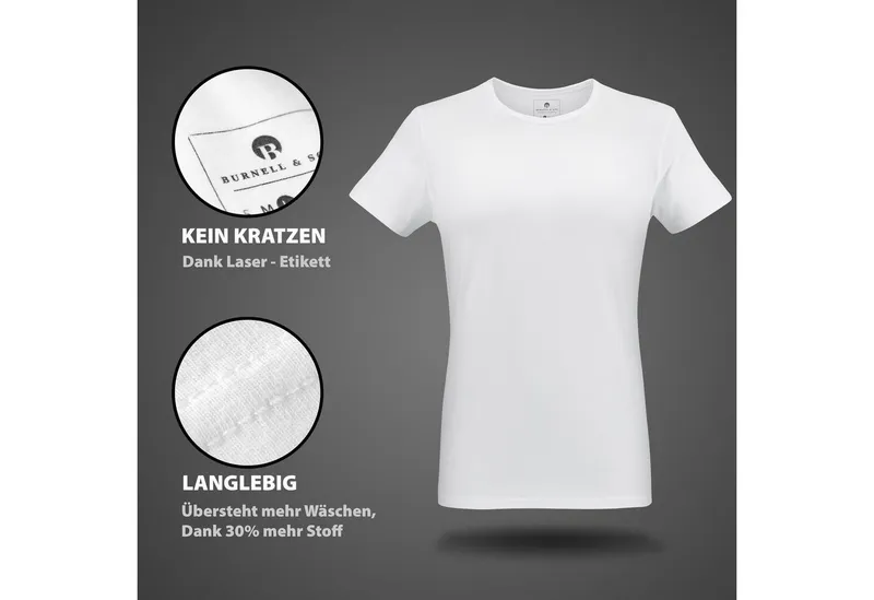 Burnell & Son Burnell & Son T-Shirt Unterhemd Unterziehshirt Kurzarm und Rundhals für Herren aus Baumwolle (Packung, 3-tlg., 3er-Pack), Weiß, – Produktbild 4 von 5