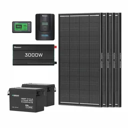 Renogy DE 7,68 kWh Solaranlage| Core mini 2 x 300Ah Lithium Batterie, 3000W Wechselrichter, 60A - inkl. 0% MwSt. / mit 4 Stück 200W Shadow Flux Solarmodule – Produktbild 1 von 1
