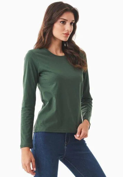 ORGANICATION ORGANICATION Langarmshirt aus Bio-Baumwolle, Dark olive, – Produktbild 3 von 4