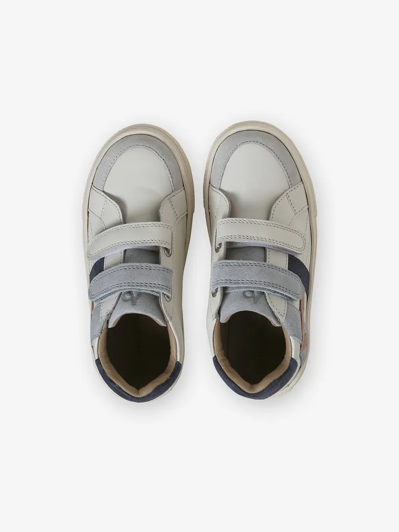 Vertbaudet Vertbaudet Kinder Leder-Sneakers mit Klettverschluss, Wollweiß, – Produktbild 4 von 4